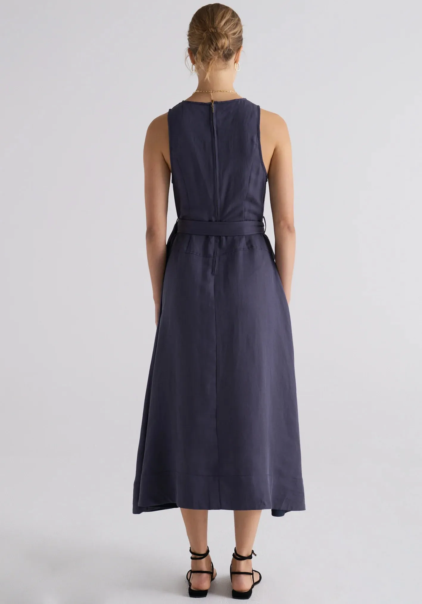 Pol Clothing - Riley Belted Dress - Indigo