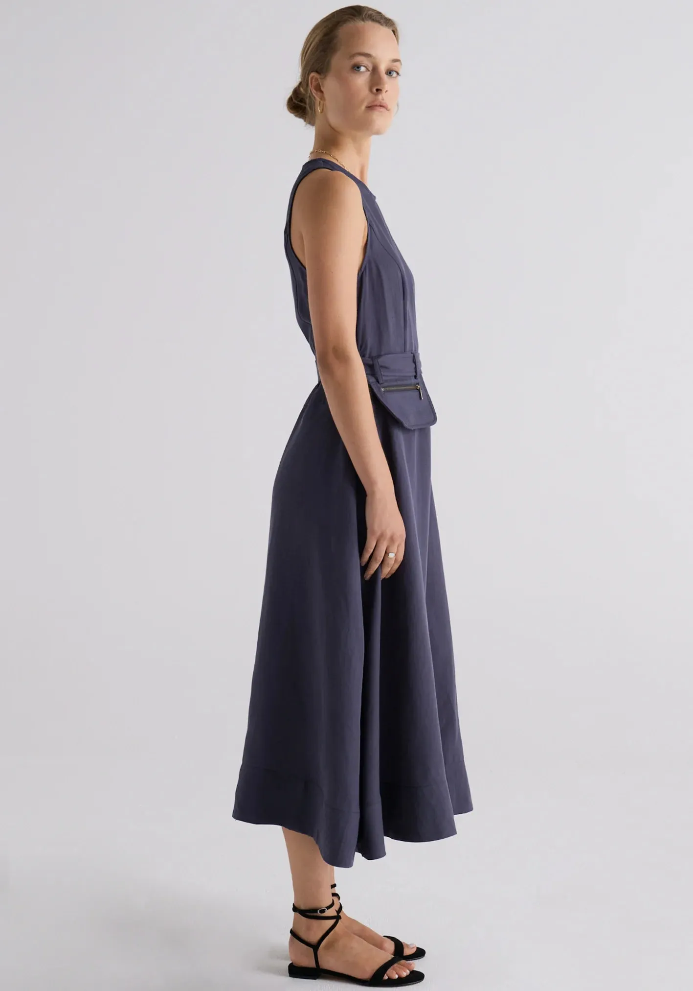 Pol Clothing - Riley Belted Dress - Indigo