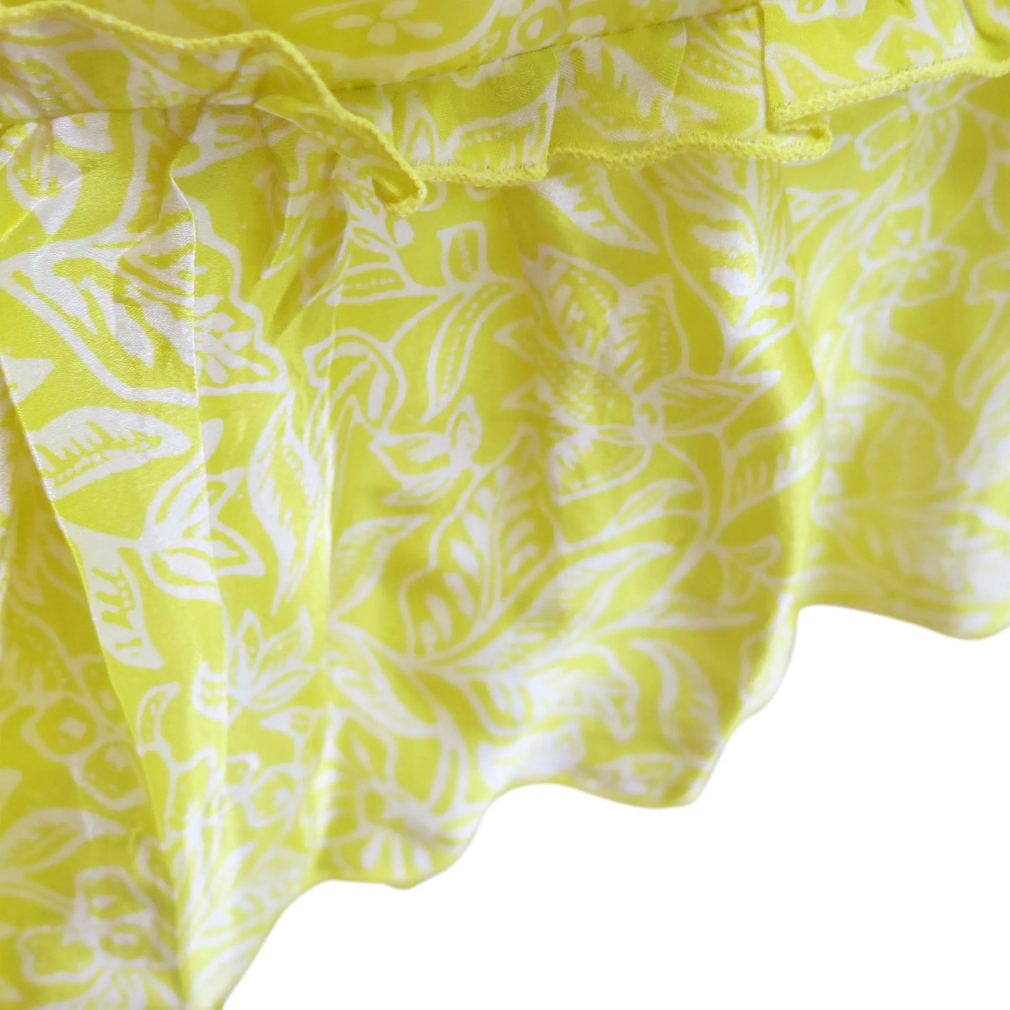 Printed Yellow Silk Spaghetti Strap Sundress