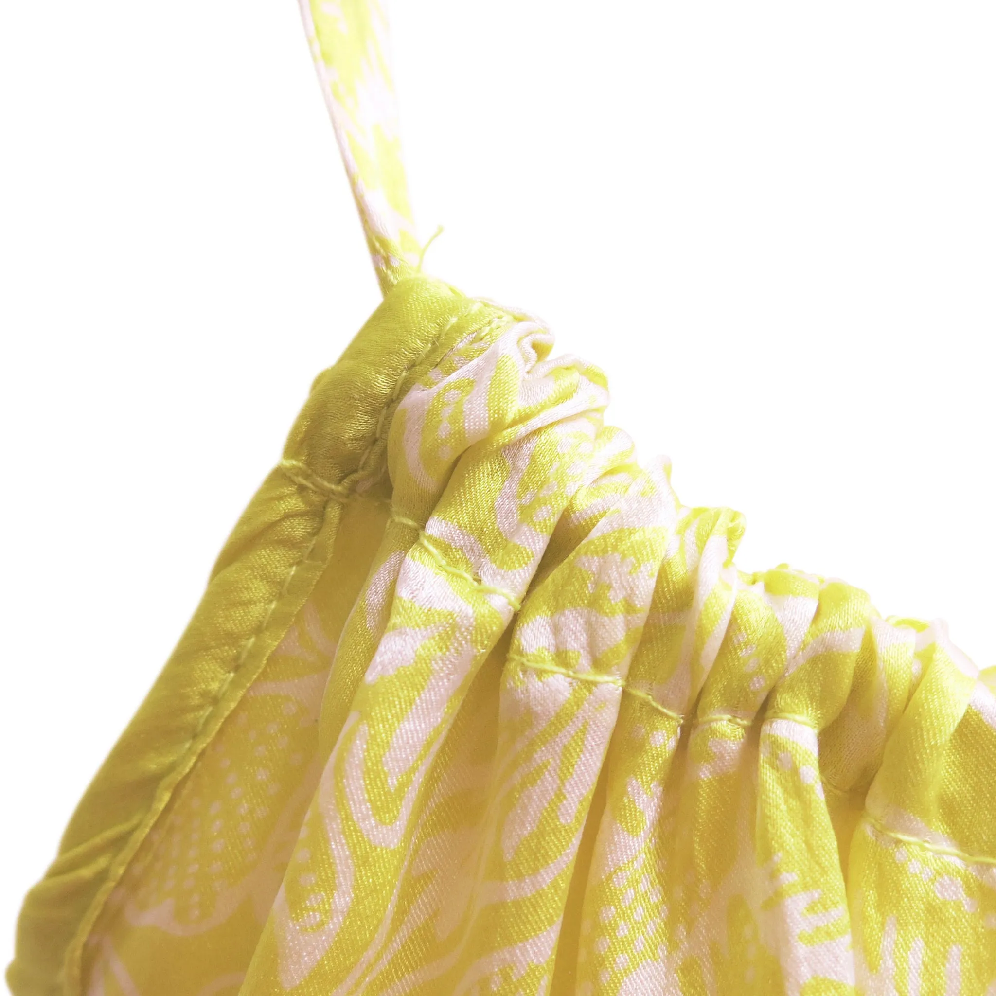 Printed Yellow Silk Spaghetti Strap Sundress