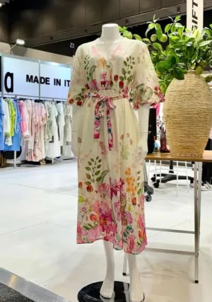 Puff Sleeve Linen Flower Dress
