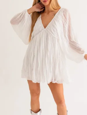 Puff Sleeve V Neck Dress