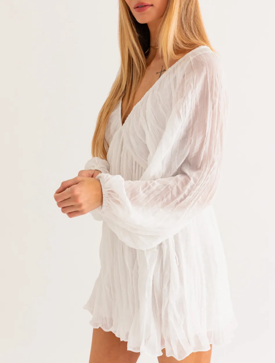 Puff Sleeve V Neck Dress