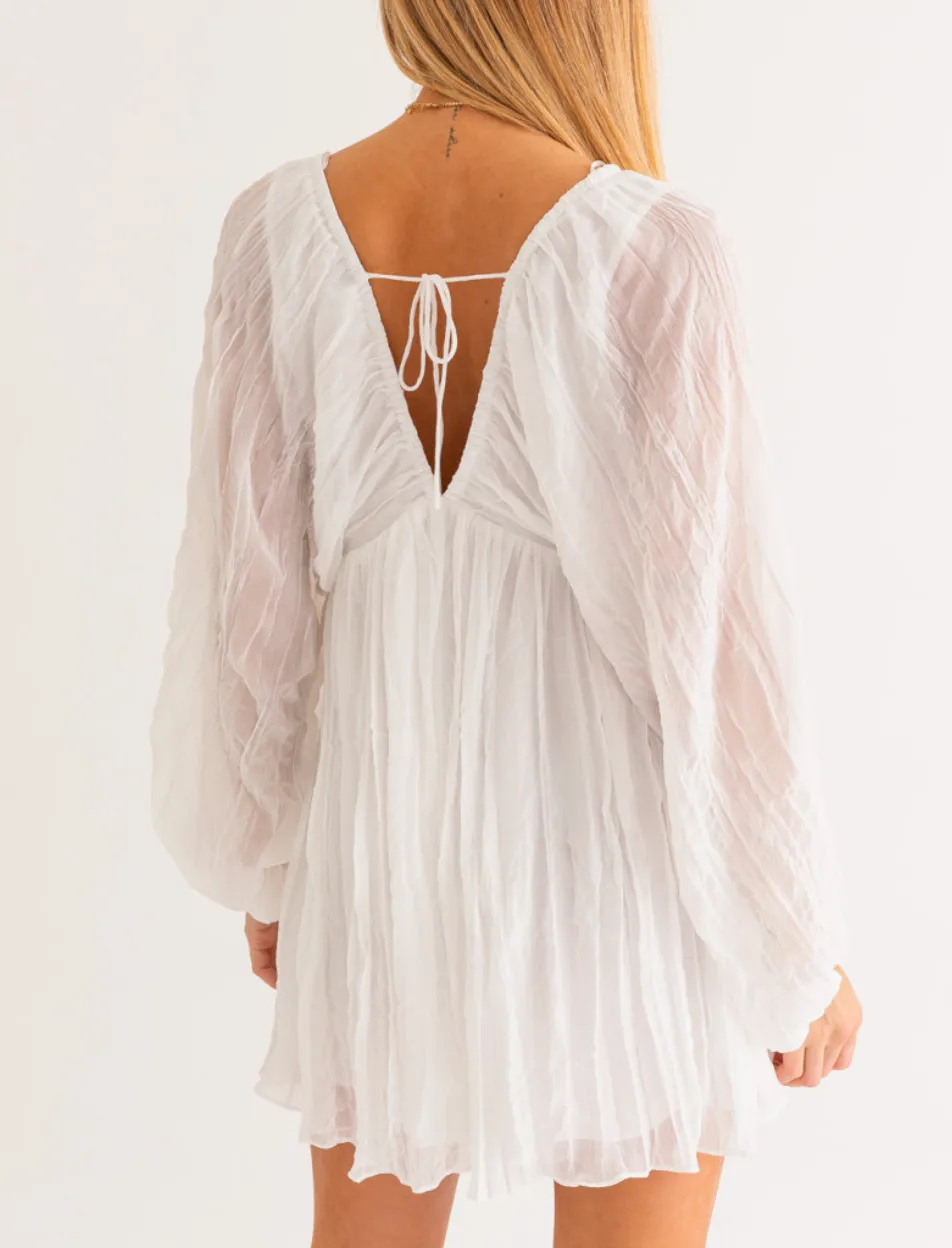 Puff Sleeve V Neck Dress