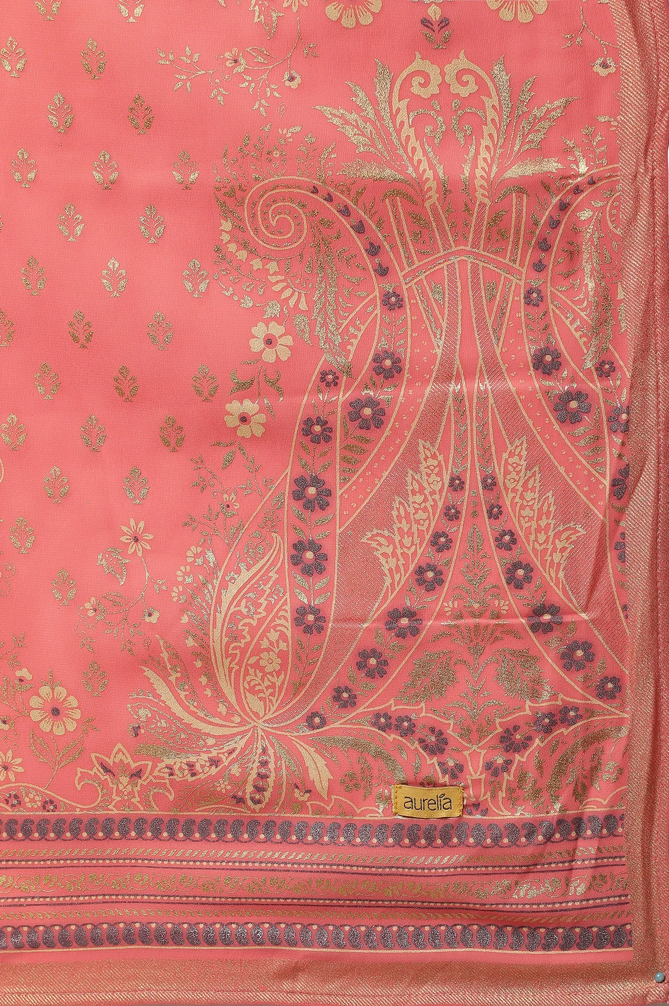 Purple Festive Printed Kurta, Culottes & Dupatta Set