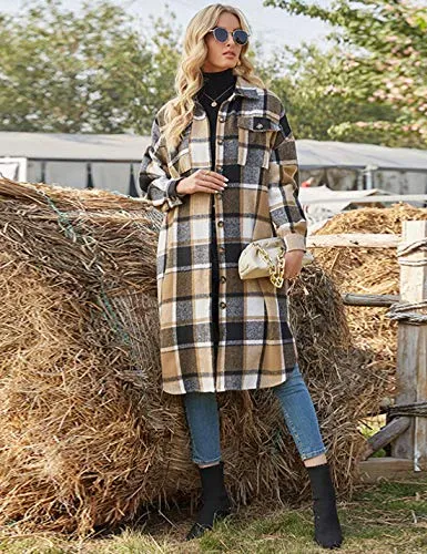 PUWEI Women's Plaid Shacket