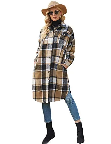 PUWEI Women's Plaid Shacket