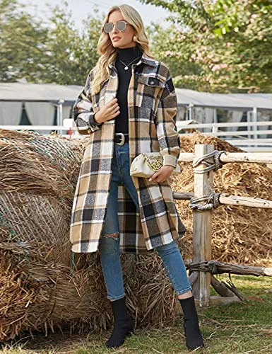 PUWEI Women's Plaid Shacket