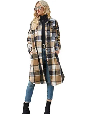 PUWEI Women's Plaid Shacket