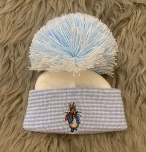 Rabbit Striped Pom Hat - 3-6M