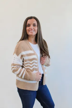 REBA STRIPED KNIT CARDIGAN