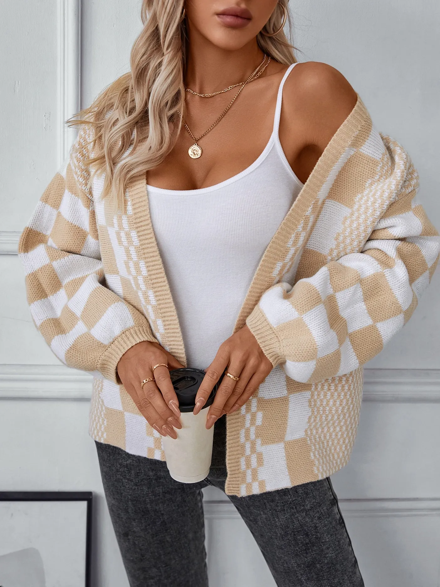 Relaxed-Fit Stylish Color-Blocked Cardigan for Women