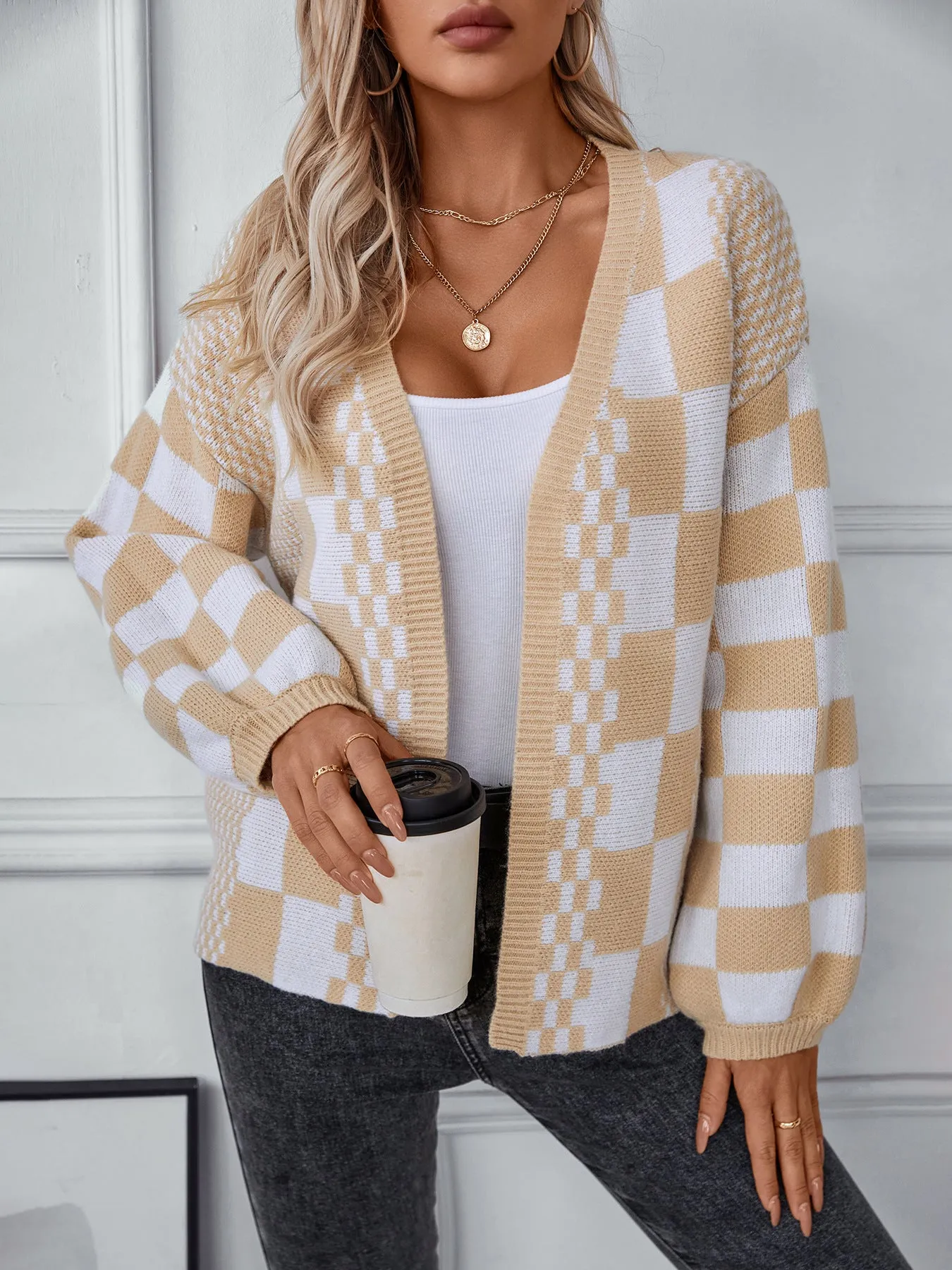 Relaxed-Fit Stylish Color-Blocked Cardigan for Women