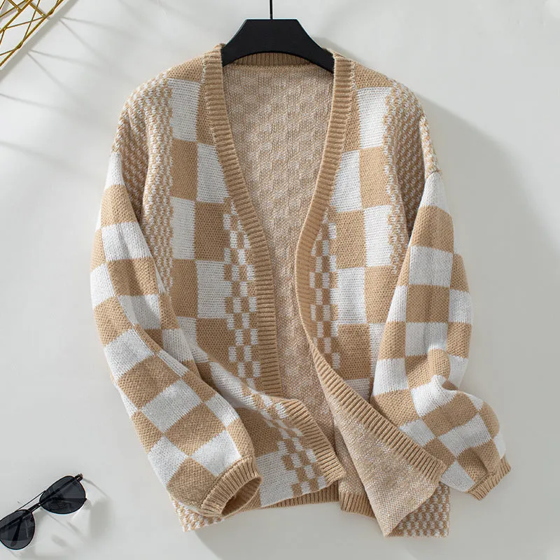 Relaxed-Fit Stylish Color-Blocked Cardigan for Women
