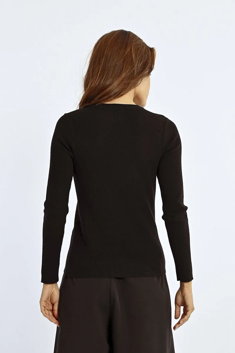 RIBBED SWEATER WITH CHAIN