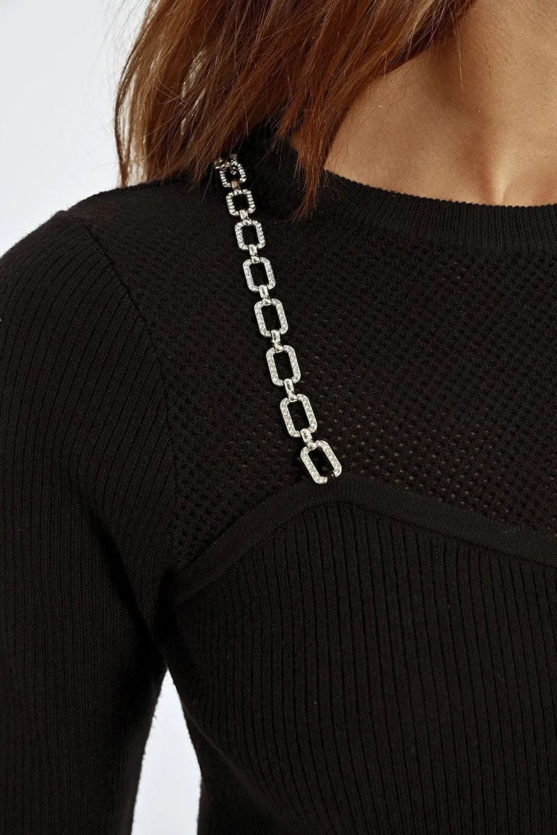 RIBBED SWEATER WITH CHAIN