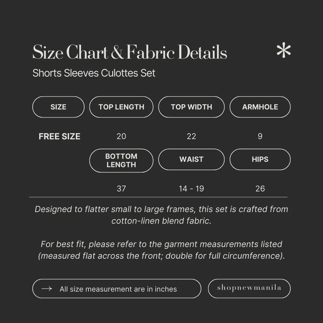 Shorts Sleeves Culottes Set