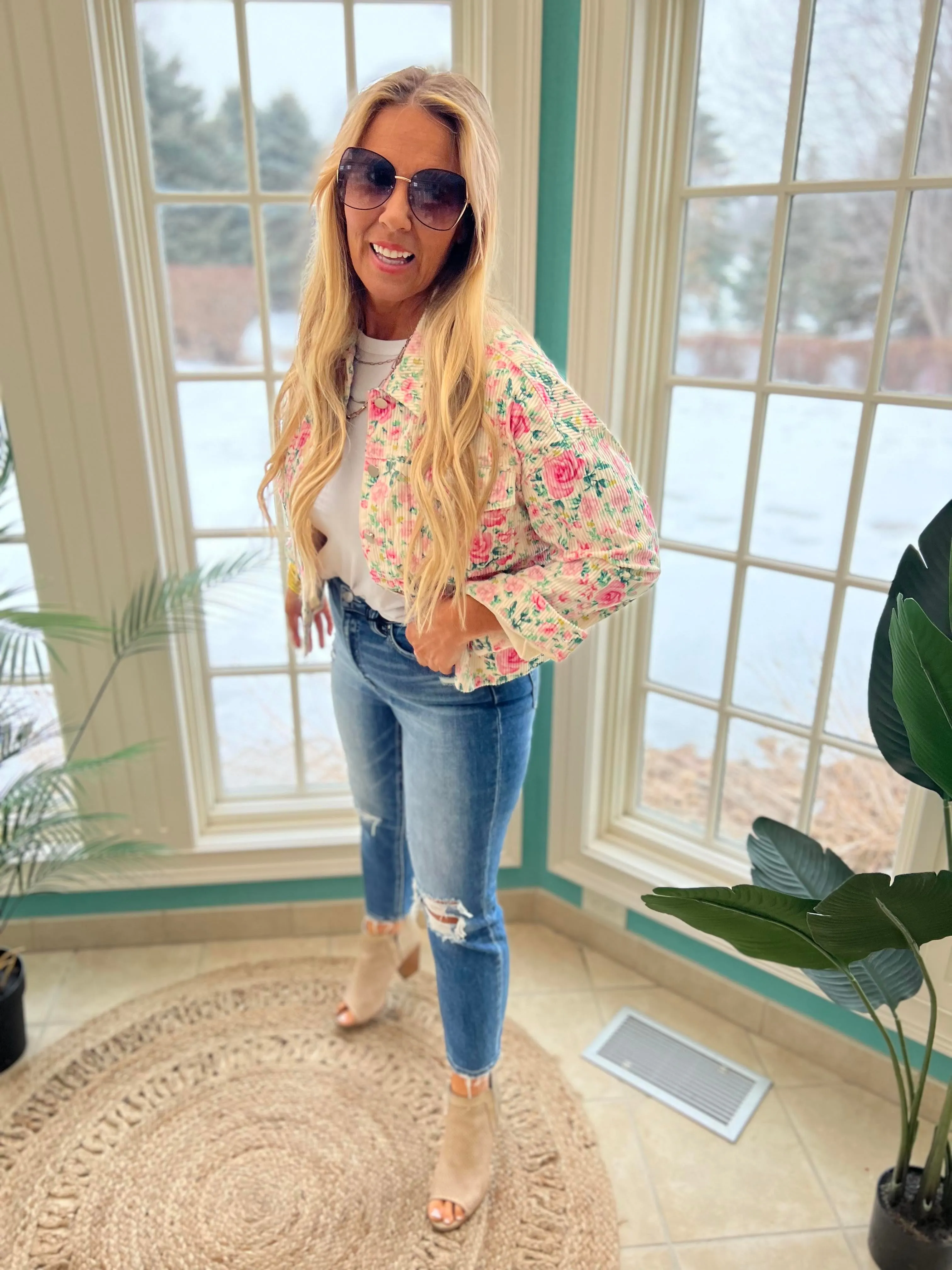 Spring Floral Corduroy Jacket by Andree by Unit