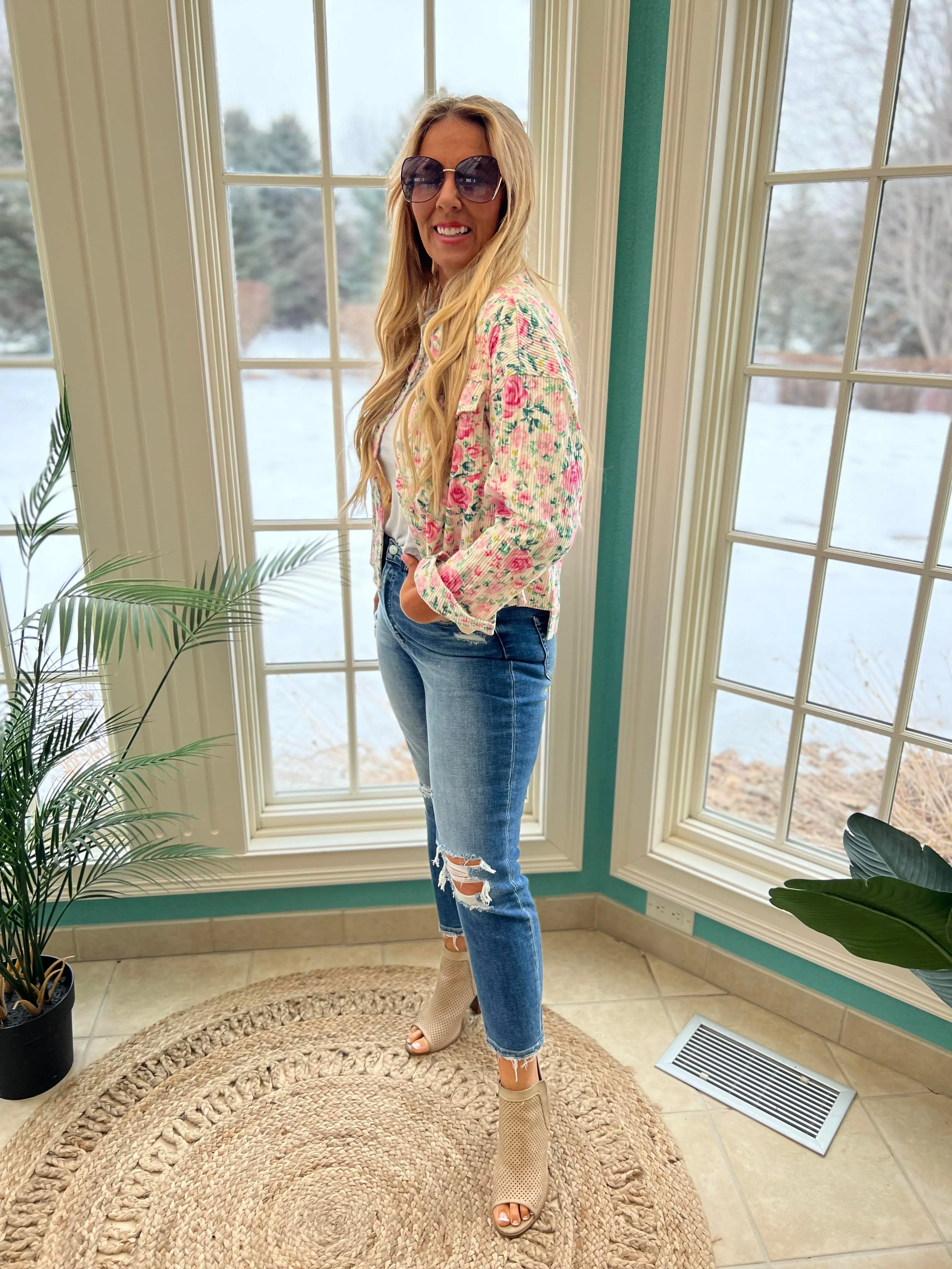 Spring Floral Corduroy Jacket by Andree by Unit