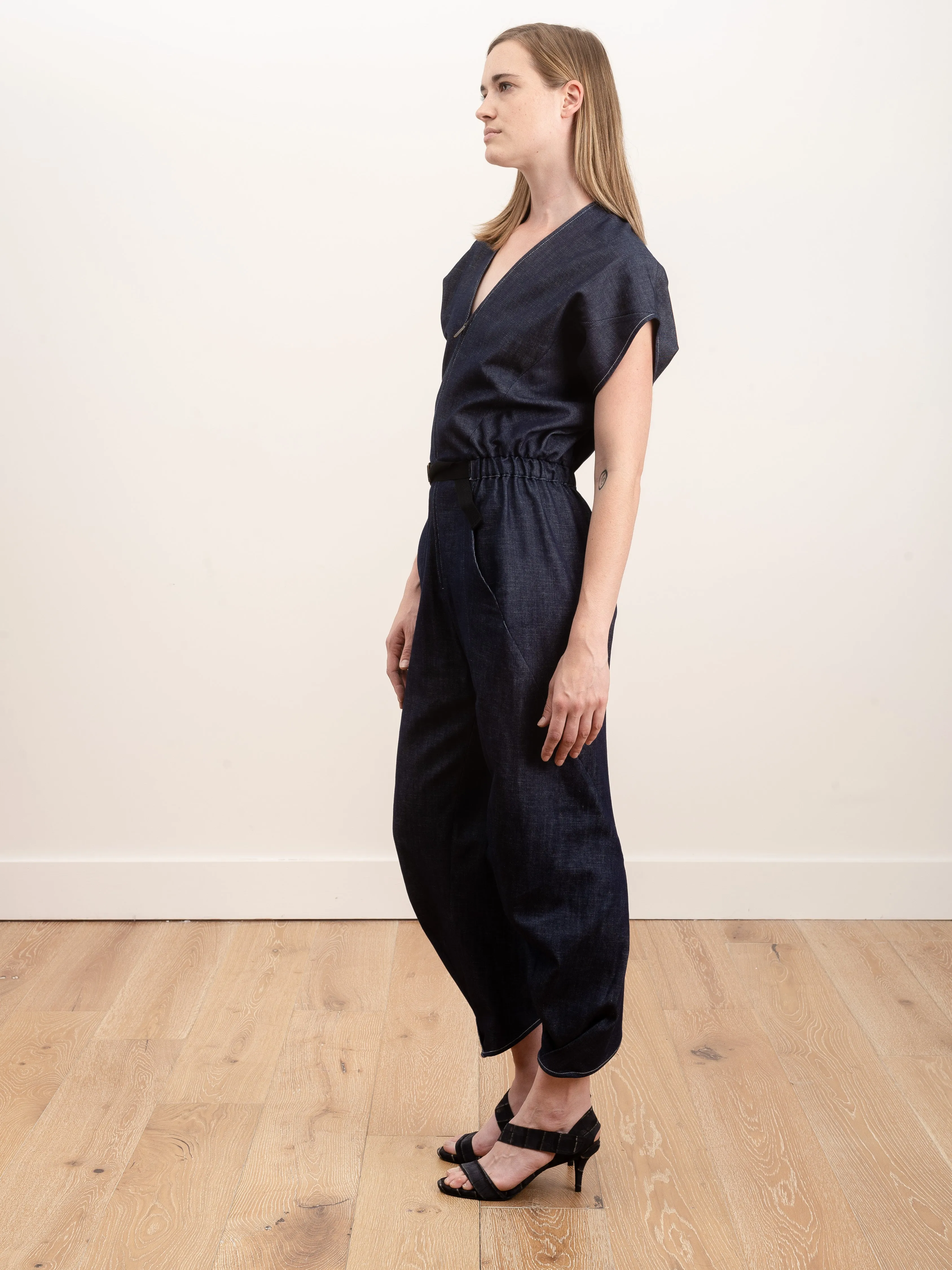 strap akeo jumpsuit - indigo