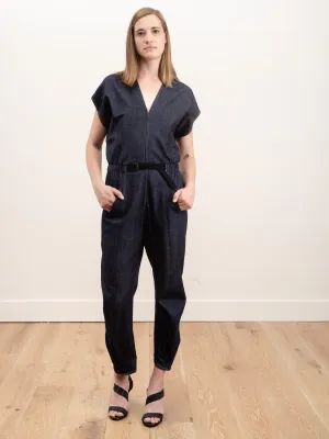strap akeo jumpsuit - indigo