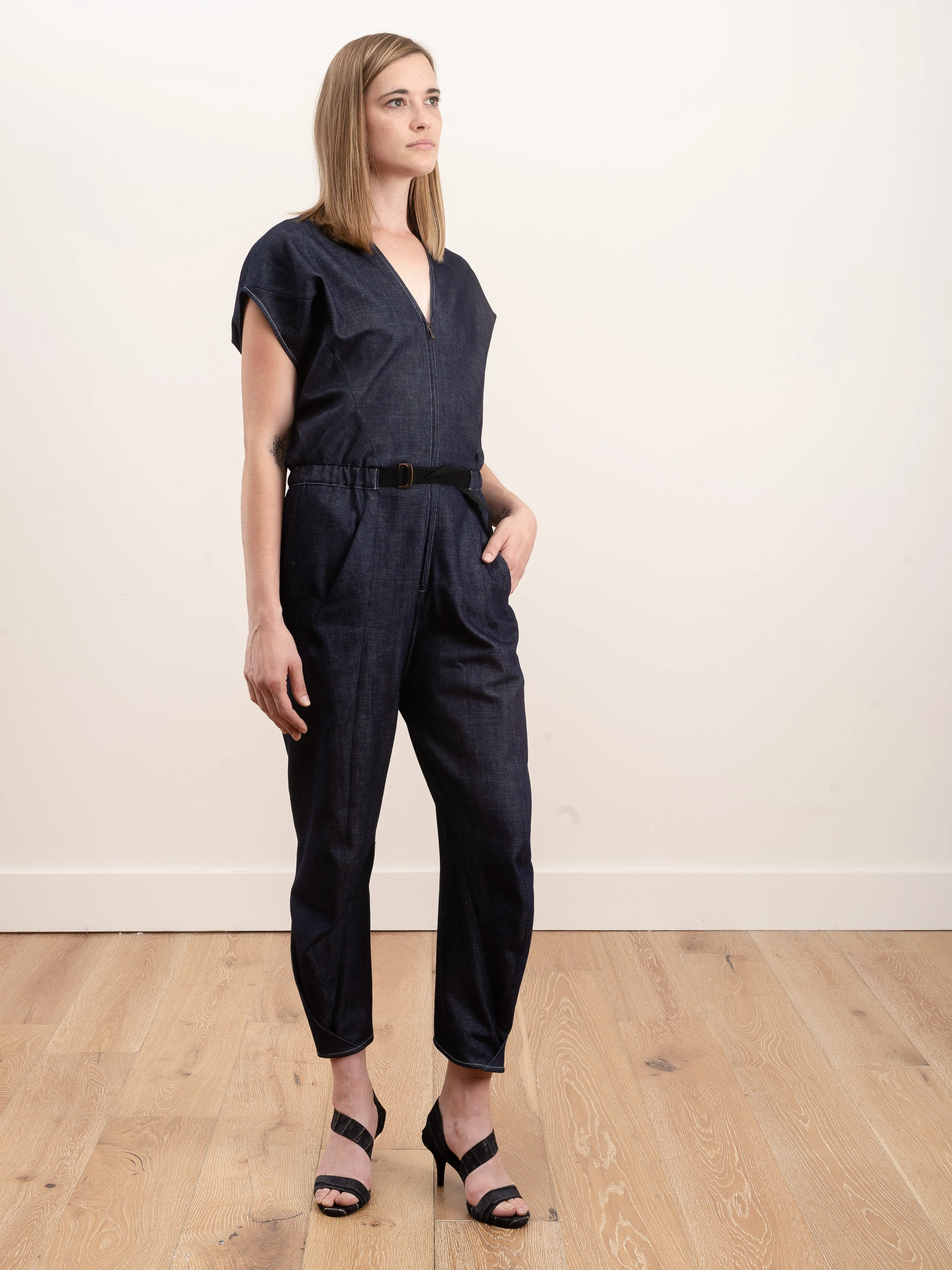 strap akeo jumpsuit - indigo