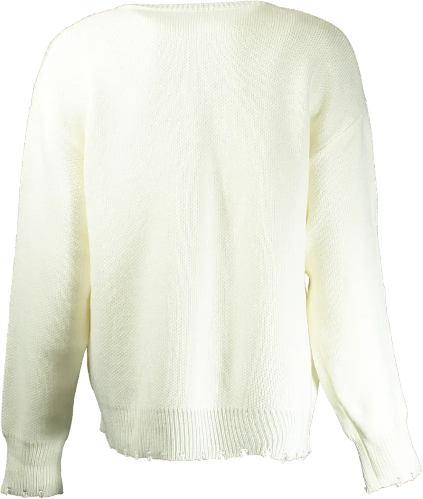 Studio by Charlotte Ivory Pearl Trim Detail Knit Cardigan UK S
