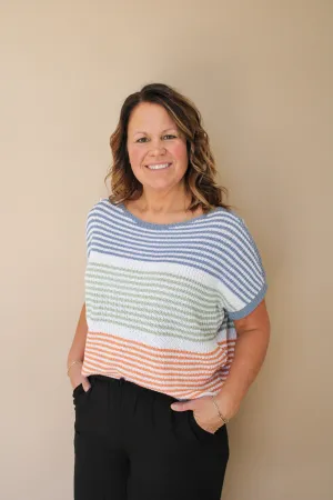 TEAGAN STRIPED SHORT SLEEVE SWEATER
