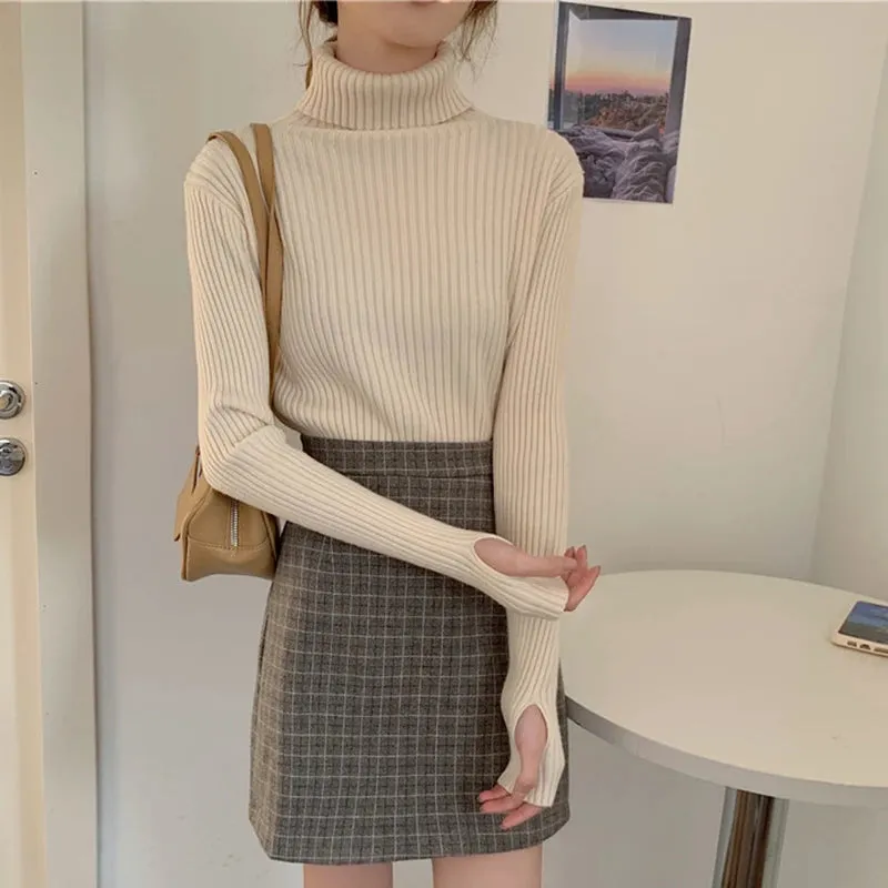 Thick Ribbed Turtleneck Sweater