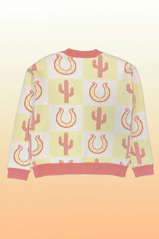 Tiled Cactus horseshoe knit cardigan
