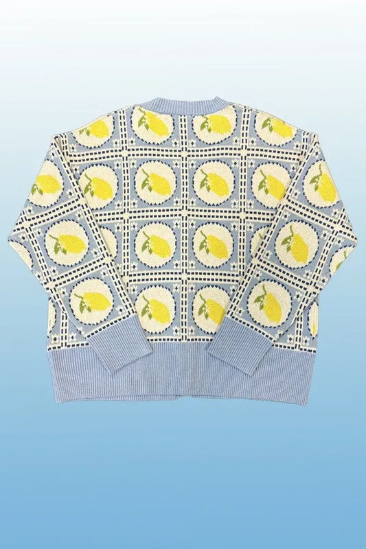 Tiled lemon knit cardigan