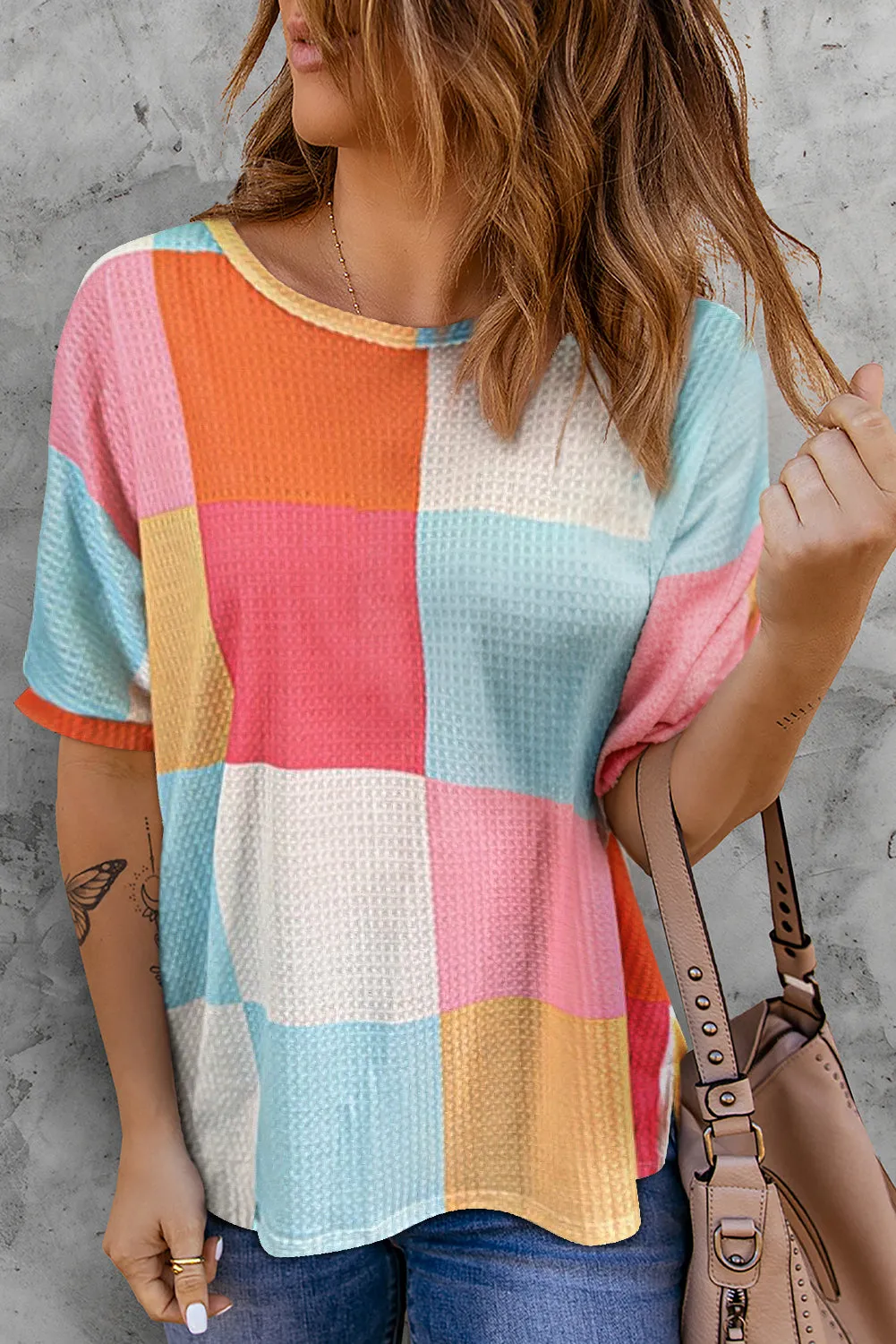 Tillandsia Purple Color Block Cap Sleeve Sweater
