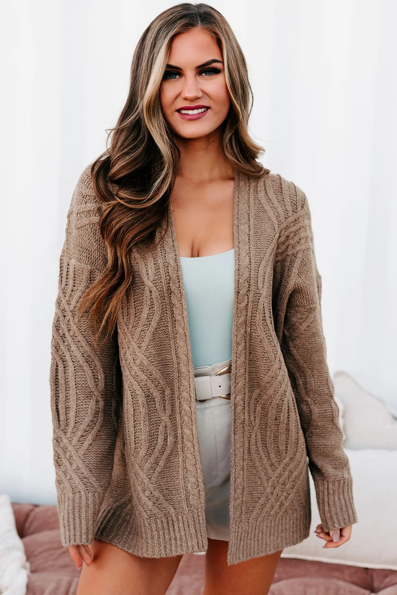 Truly Caring Cable Knit Cardigan (Mocha)