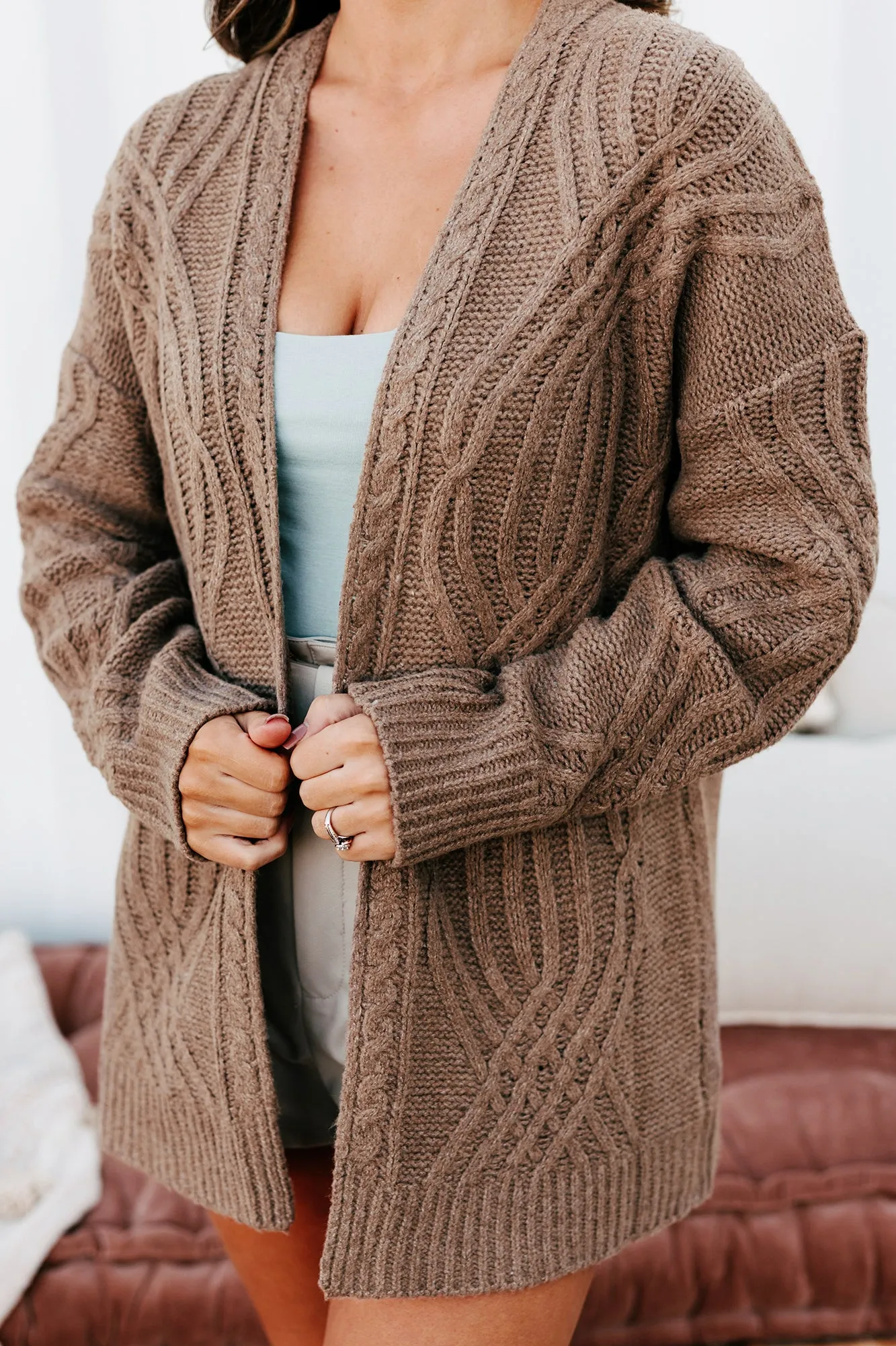 Truly Caring Cable Knit Cardigan (Mocha)