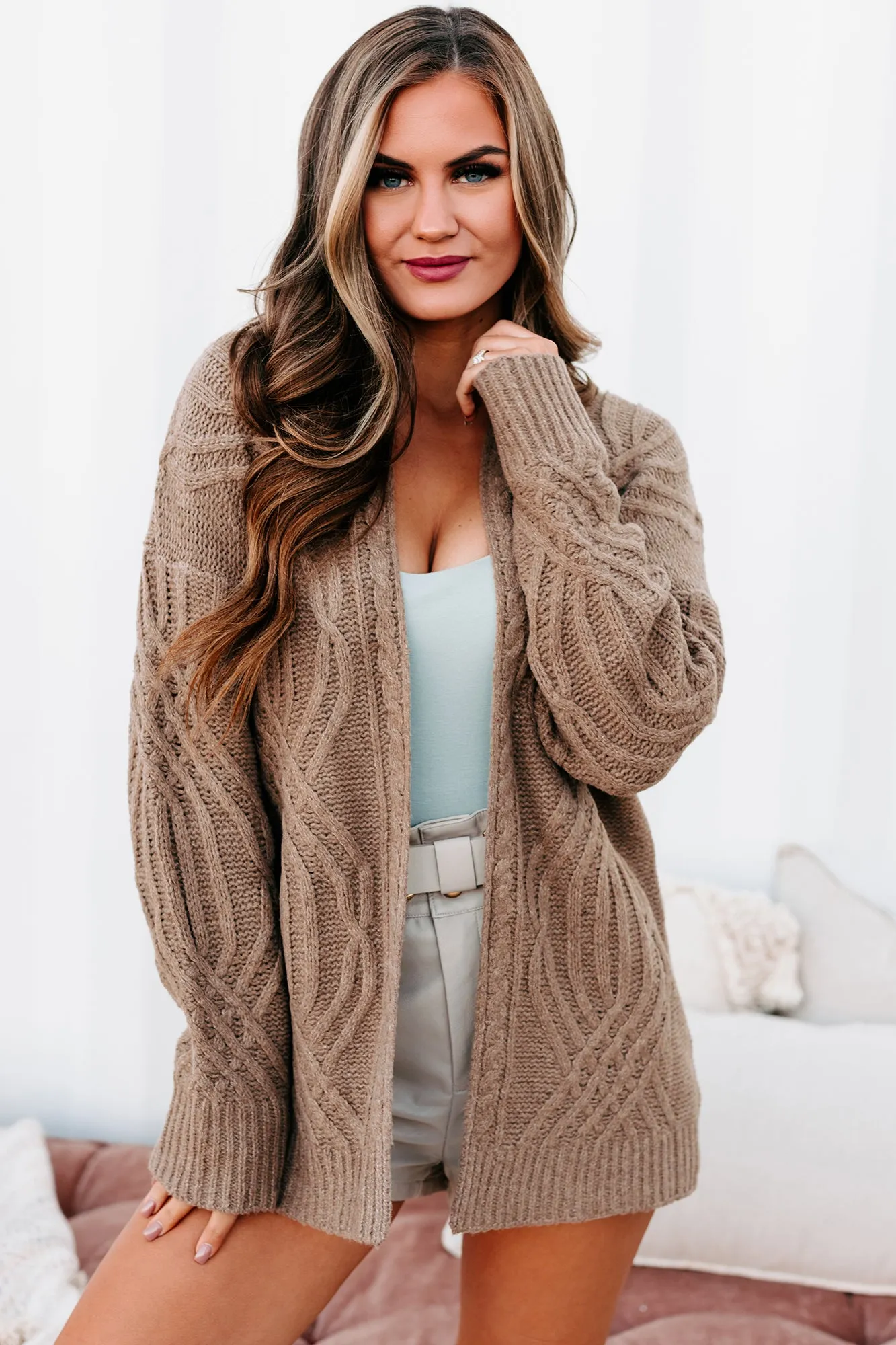 Truly Caring Cable Knit Cardigan (Mocha)