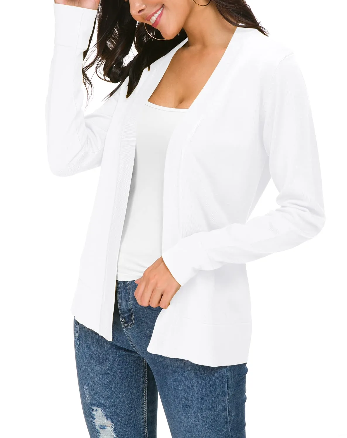 Urban CoCo Women's Long Sleeve Open Front Knit Cardigan Sweater