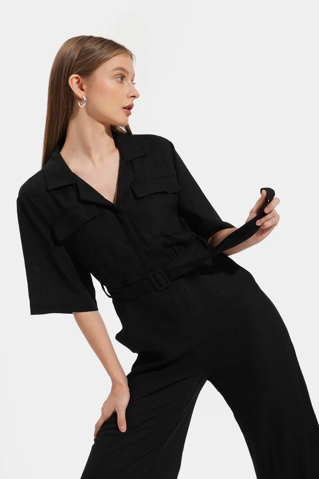 Utilitarian Belted Jumpsuit