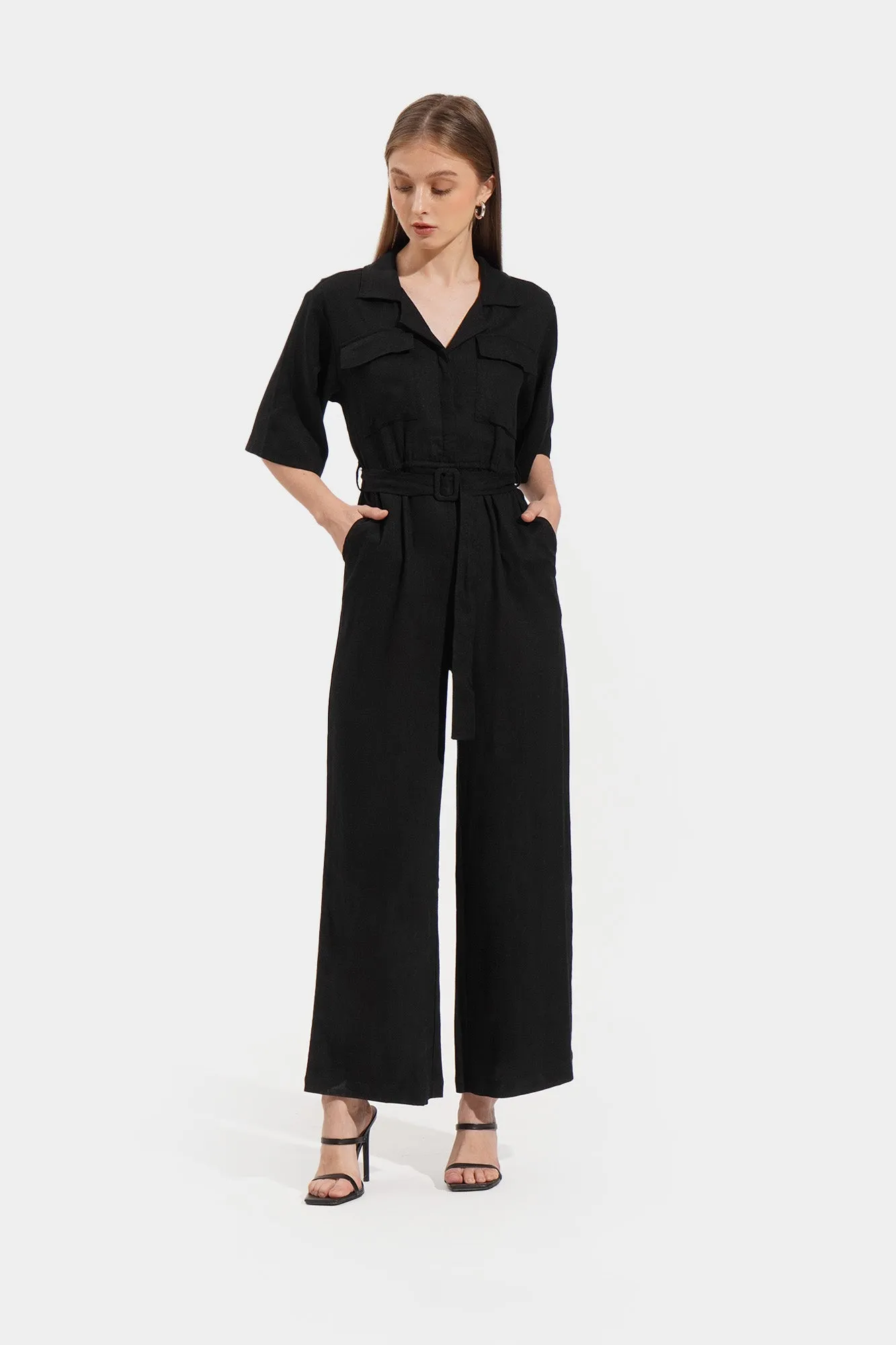 Utilitarian Belted Jumpsuit