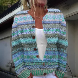 Vanessa™ | Soft LIgth Blue Printed Cardigan