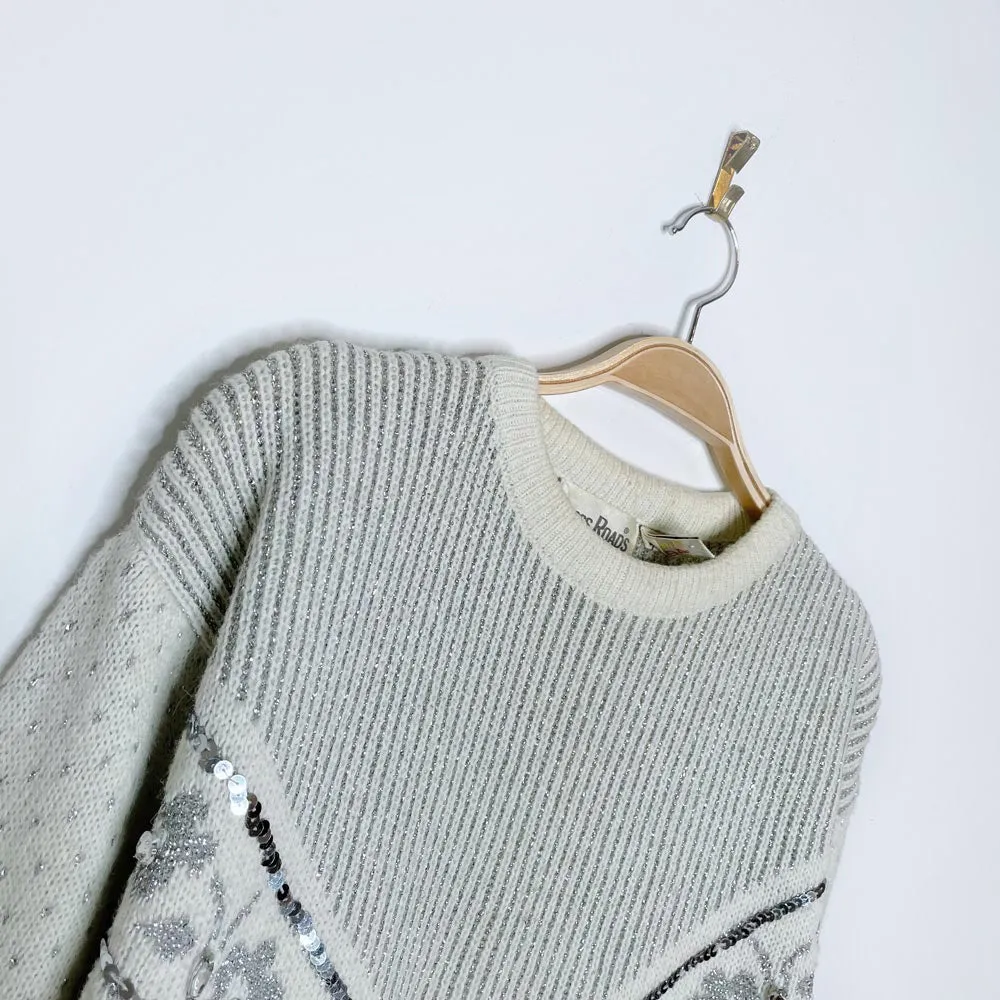vintage crossroads silver bow holiday sweater