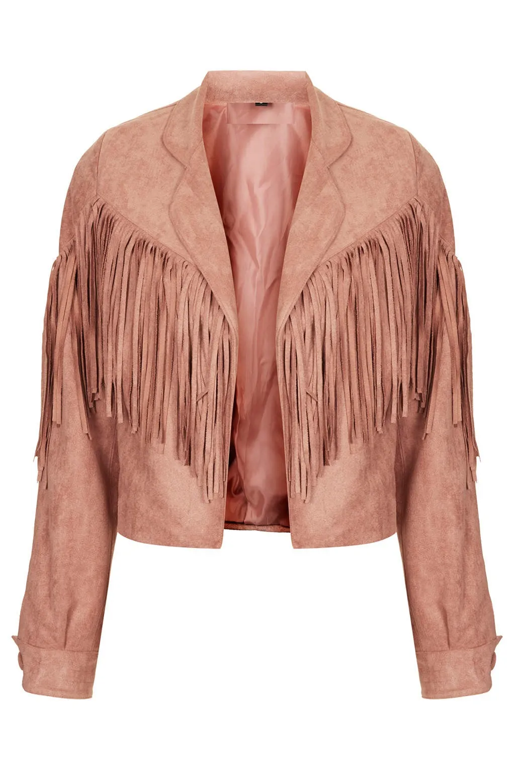 Western Fringe Pink Suede Leather Jacket for Women WFJ704