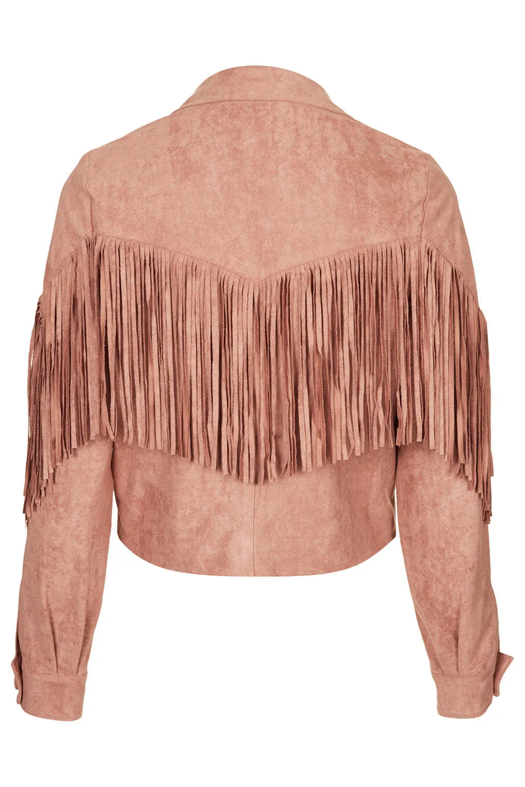 Western Fringe Pink Suede Leather Jacket for Women WFJ704