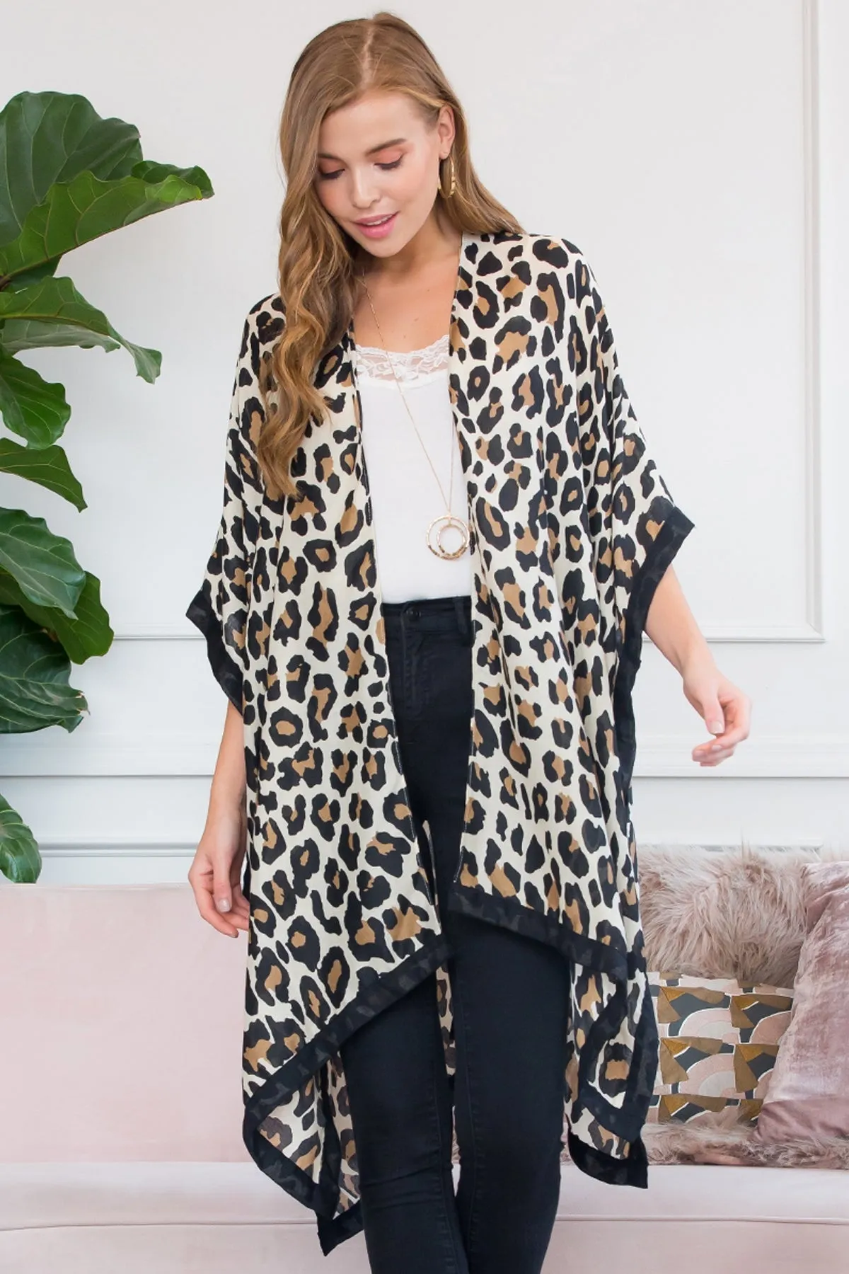 Wild Grace Leopard Open-Front Kimono