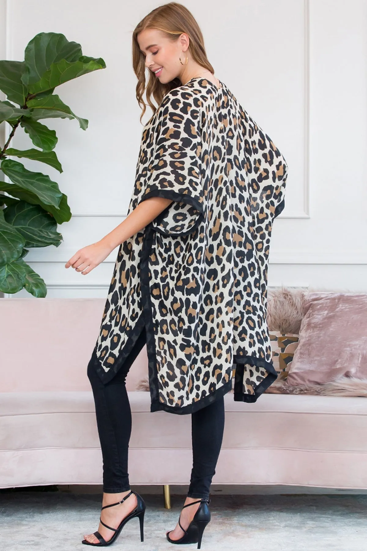 Wild Grace Leopard Open-Front Kimono