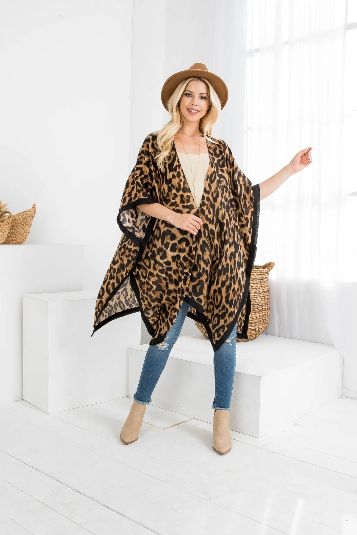 Wild Grace Leopard Open-Front Kimono