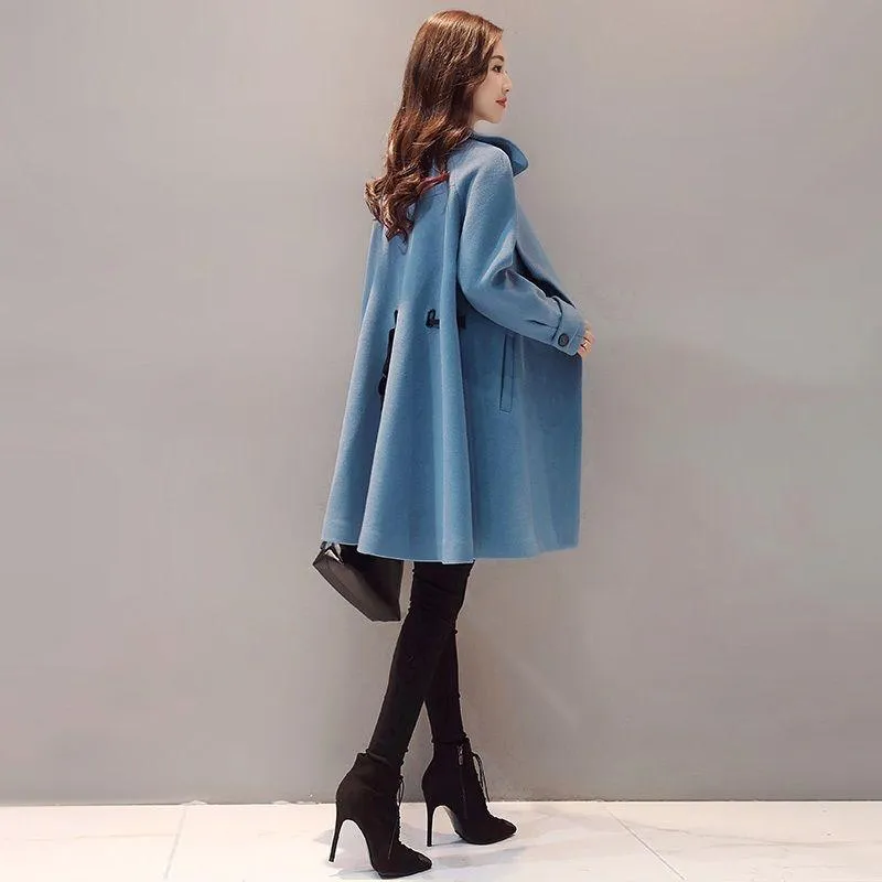 Winter and Spring Women's Mid-length Woolen Coat Fashionable Loose Popular Woolen Coat