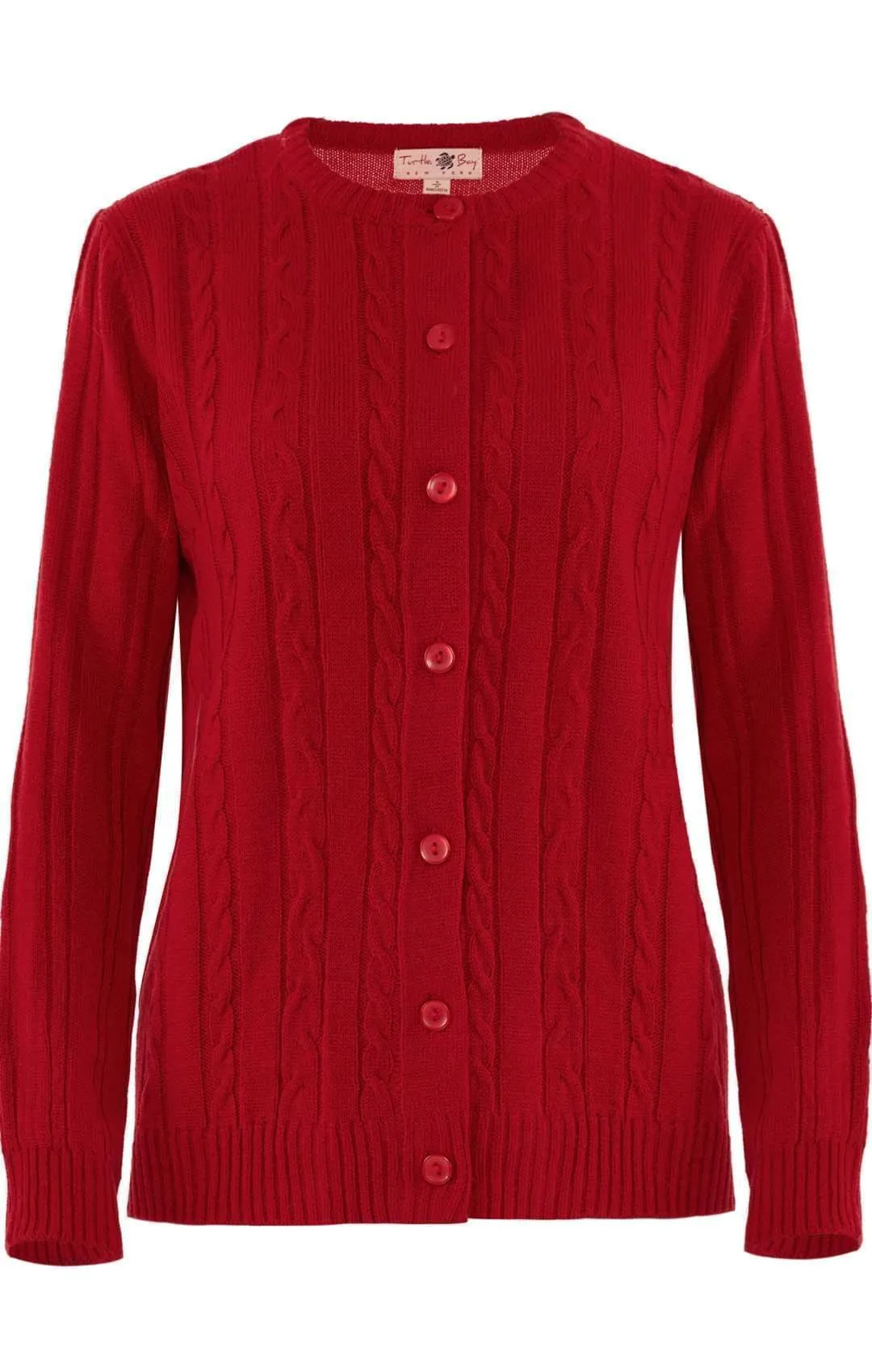Women's Button Front Cable Cardigan - Button Up Sweater in Soft, Lightweight Acrylic