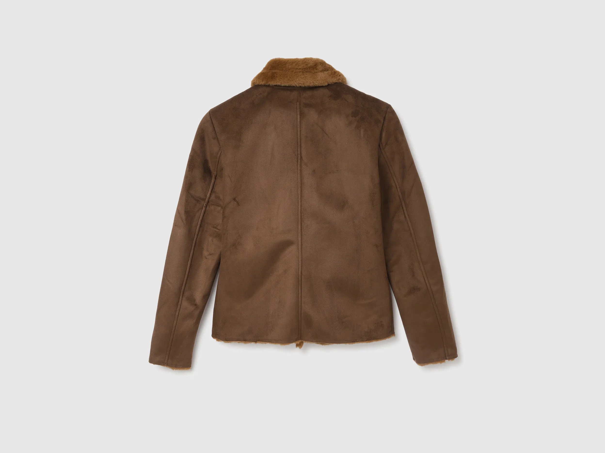 Women's Regular Fit Fur Detail Suede Jacket