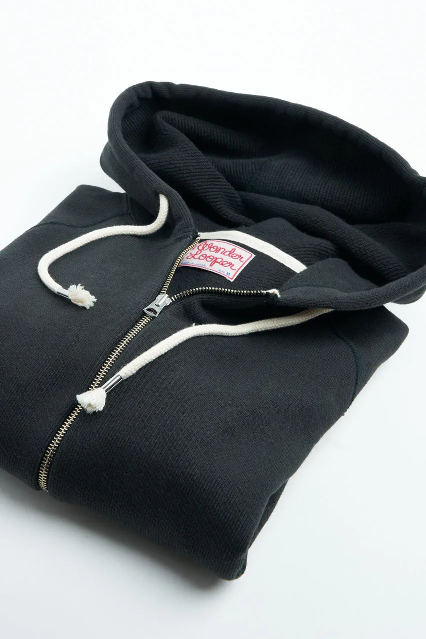 Wonder Looper Zip Hoodie Double Heavyweight French Terry Sumi Black