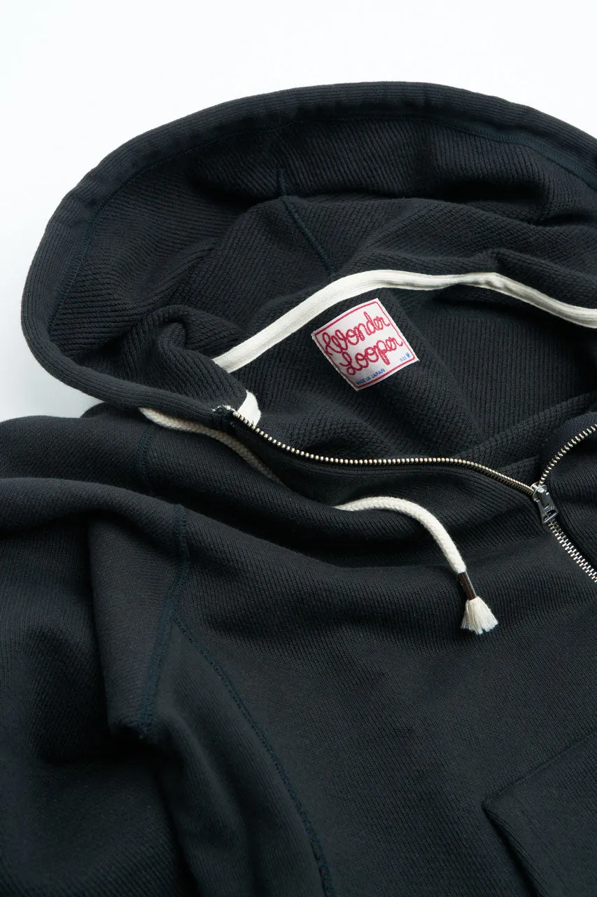 Wonder Looper Zip Hoodie Double Heavyweight French Terry Sumi Black